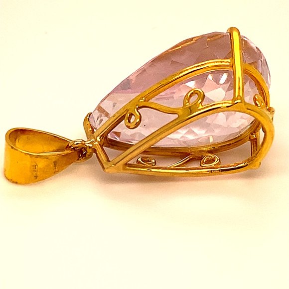Pink Kunzite 17.91ct Solid 18K Yellow Gold Pendant - Picture 6 of 9